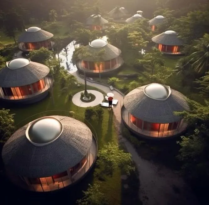 Yurts among the trees
